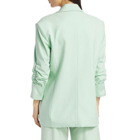 ALICE AND OLIVIA Denny Notch Collar Roll Cuff Blazer Womens Small Mint Green - Picture 3 of 16